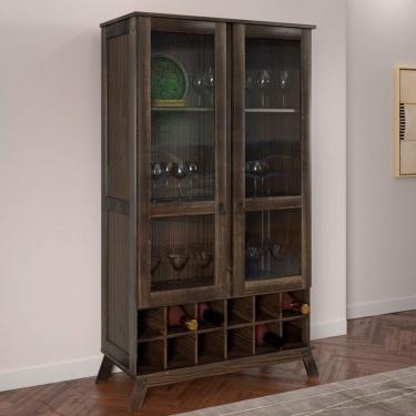 Imagem de Cristaleira Paris 2 Portas 2 Prateleiras com Vidro Imbuia Naturall - Rodmoveis