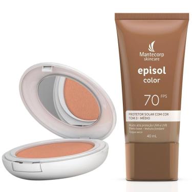 Imagem de Kit 1 Protetor Solar Episol Color Tom 3 Médio FPS 50 Pó Compacto 10g