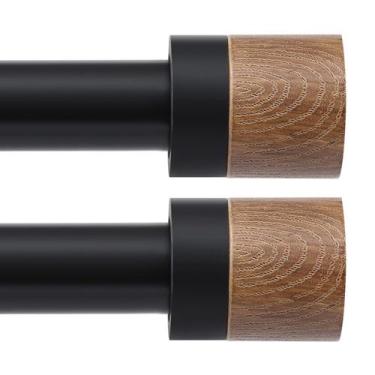 Imagem de Varões de cortina de madeira QITERI 80-115 cm ajustáveis, pacote com 2