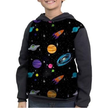 Imagem de Casaco Moletom Infantil Espaço Planetas Foguetes Lua Marte - smoke, Pr