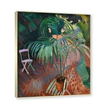Imagem de NHLDZYH Moldura de champanhe. Impressões Raoul Dufy, (A Pequena Palmeira 2), Pôster de Viagem Vintage, Arte Impressionista, Imagem de Arte de Parede em Tela para Decoração de Casa. 40 x 48 cm-15,7 x
