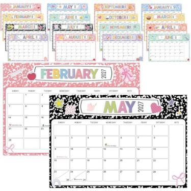 Imagem de Calendário de mesa grande para professores 2026-2027 caderno de composição, calendário de parede de 18 meses, janeiro de 2027 junho de 43 x 29 cm, planejador mensal de pendurar com cordão para casa