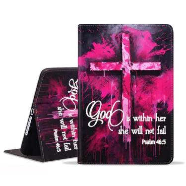 Imagem de stmedazm Capa para iPad 9,7 2018/2017, iPad Air 2/iPad Air, capa dobrável de couro sintético premium com função despertar/hibernar automática para iPad 6ª/5ª geração - Sagrada Cruz Citação Versículo