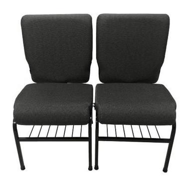 Imagem de 02 Cadeiras para Igrejas c/ Porta Biblía e Porta Cálice Cinza