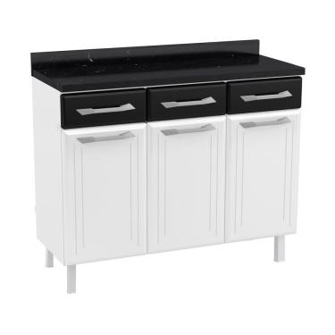 Imagem de Balcão De Cozinha De Aço Triplo Com Tampo Rose Branco