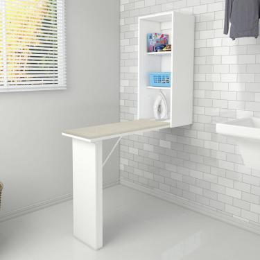 Imagem de Tábua De Passar Roupa Retrátil Com Armário Cr30010 Branca