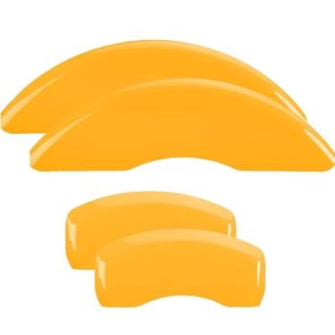 Imagem de Capas de pinça de freio MGP compatíveis com Jeep Grand Cherokee 2011-21, WK 2022 (requer rodas de 43.2 cm+) Acabamento revestido com pó amarelo, tampas de pinça dianteira e traseira (conjunto de 4)