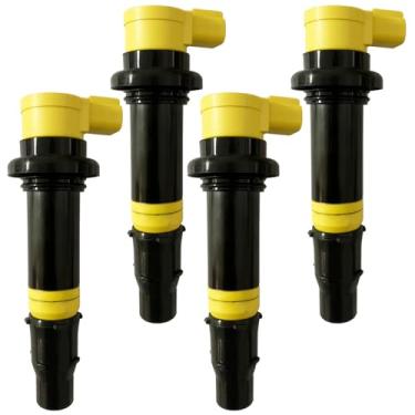 Imagem de GP POWER Conjunto de 4 pacotes de bobinas de ignição Performance Racing compatíveis com Yamaha EFI Motorcycle FZ1 FZS1 Vmax 1700 YZF-R1 YZF-R6 YZF-R6S MT-07 1WS R1 YZF-R1 FZ8 R6 RJ15 Bj Substituição