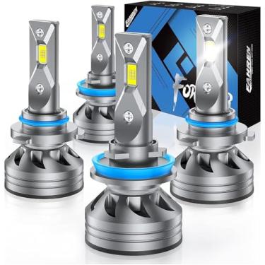 Imagem de FAHREN Lâmpadas LED H11/H8/H9 9005/HB3 combinadas, 800% mais brilhantes 9005 H11 lâmpadas de neblina com 6500K branco alto desempenho, tamanho de halogênio 1:1, sem polaridade, pacote com 4