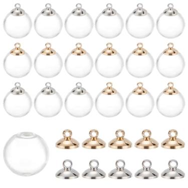 Imagem de PH PandaHall 30 peças mini garrafa globo de vidro transparente de 16 mm garrafas de bola de vidro desejado mini ornamentos transparentes pendurado bola preenchível pingente de frasco para fazer brincos decoração de natal para casa férias de casamento, tampa de 8 mm