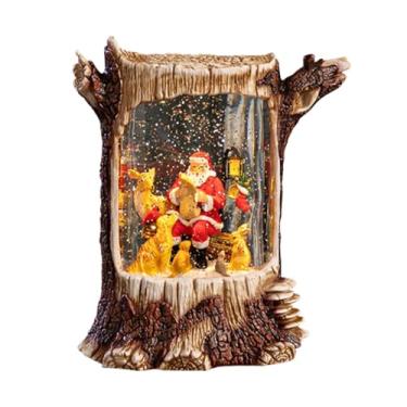 Imagem de BLWOTMOR Globo de Neve Musical de Natal, Decoração de Natal, Estátua Colecionável de Tronco de Árvore, Luminária Noturna para Quarto, Prateleira de Festa, Sala