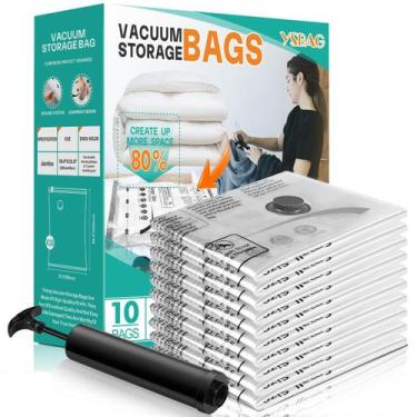Imagem de Sacos de armazenamento a vácuo YSBAG Jumbo, pacote com 10 para roupas 