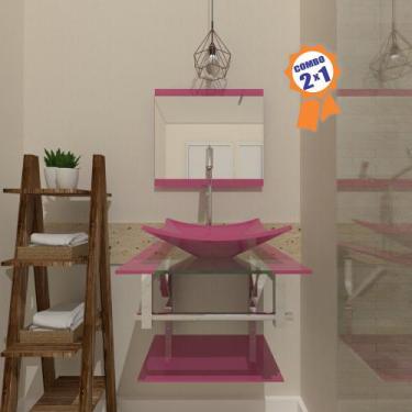 Imagem de Combo 2 x 1 Gabinete de Vidro 45cm para Banheiro Cuba Retangular - Bie