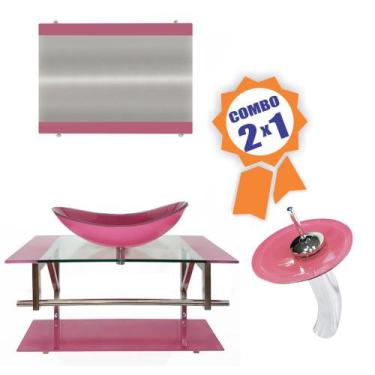 Imagem de Combo 2 em 1 - Gabinete 80cm Dinamarca + Torneira Ibiza - EKASA, Rosa