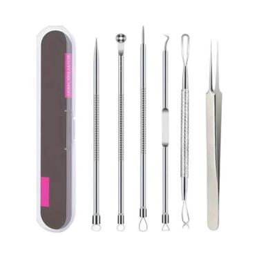 Imagem de Conjunto De 6 Pinças Ultra Precisas Para Remoção De Cravos E Espinhas 