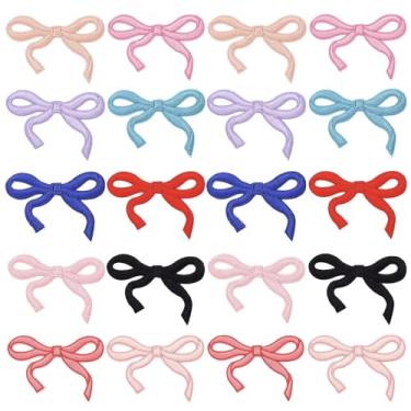 Imagem de 20 peças de 10 cores lindo laço de ferro em remendos, bordado feminino rosa laço costura artesanato apliques decoração para meninas crianças roupas chapéus calças jeans camisa vestido jaquetas