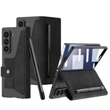 Imagem de SHIEID Capa carteira para Galaxy Z Fold 7 com suporte para caneta S, capa de couro de negócios com fecho magnético com porta-cartões, suporte, protetor de tela compatível com Samsung Z Fold7, preta