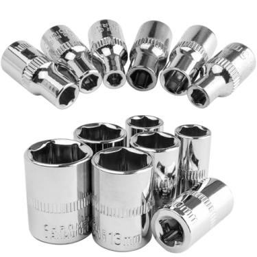 Imagem de Wolfride 13 peças conjunto de soquetes de 1/10.2 cm 4 mm-14 mm, conjunto de soquete raso de 6 pontos chave de soquete métrico soquete de impacto