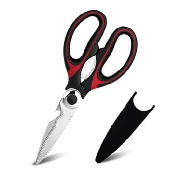 Imagem de Tesouras de cozinha resistentes, tesouras de aço inoxidável para alimentos, carne, aves, peixe, legumes