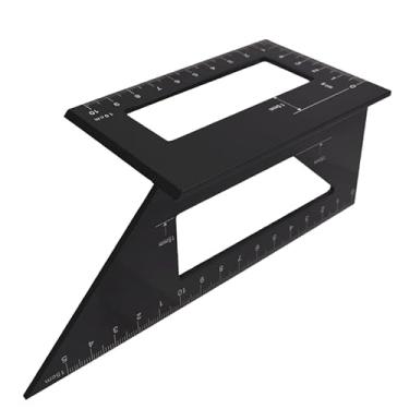 Imagem de Régua multifuncional de alumínio para carpintaria T régua quadrada multifunções 45/90 graus medidor ângulo régua ferramenta de medição para marcenaria (preto)