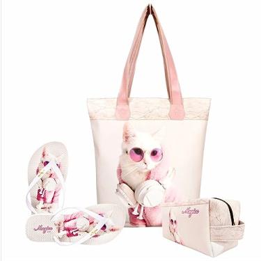 Imagem de Kit Pet Feminino Gatinho com Bolsa, Necessaire e Chinelo, Magicc KIT-179