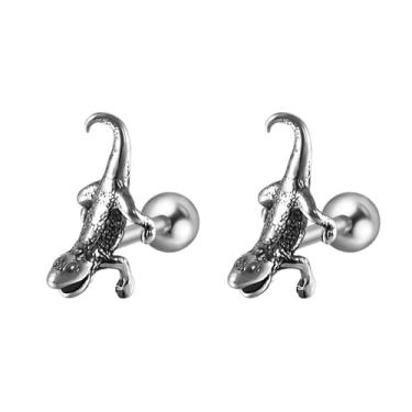 Imagem de Niaspi Brincos de cartilagem de lagarto de aço inoxidável 20 g para mulheres e homens, prata, pequeno, animal, concha, hélice, tragus, cartilagem, piercing, 14g, Aço inoxidável, Sem Pedra Preciosa