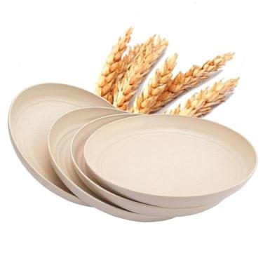 Imagem de YUNSHENGFANGDM Pratos leves de palha de trigo, pratos de jantar profundos inquebráveis, pratos de plástico reutilizáveis, seguros para micro-ondas e lava-louças, cozinha, salada, sobremesa, bolos