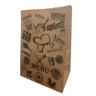 Imagem de 50 Sacos Kraft Delivery Sem Alça Menu Papel P (31x18x10,5) - MLBPEL