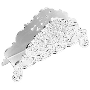 Imagem de Zerodis Suporte de Guardanapo de Metal Artesanato Suporte de Tecido Design Premium para Casa café Restaurante e Uso de Escritório Ornamentos (porta lenços de prata)