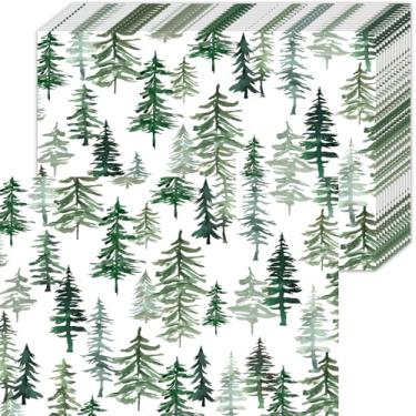 Imagem de Pacote com 50 jogos americanos de papel de Natal, árvores de Natal, tapete de mesa de jantar, 40 x 28 cm, verde descartável, tapetes decorativos de mesa de Natal para festa, almoço, jantar, decoração