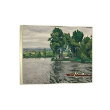 Imagem de BMZFYBS Famosa imagem de paisagem de arte de parede - impressões em tela - Banks of Seine 2 - Quadro prateado para sala de estar banheiro decoração de casa 30 x 35 cm 12 x 13 pol