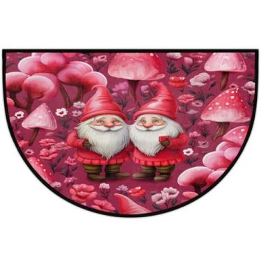 Imagem de Tapete de porta meio redondo para dia dos namorados, antiderrapante, absorvente, semicírculo, tapetes laváveis, meia lua, para ambientes internos, pátio, cozinha, banheiro, entrada, lareira, decoração