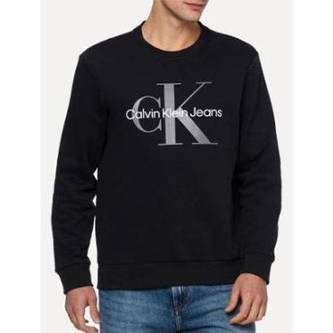 Imagem de Moletom Calvin Klein Jeans Masculino Crewneck Issue Monograma Preto-Masculino