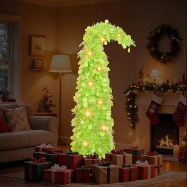 Imagem de Árvore de Natal de 0,9 m, árvore de Natal verde vertical de 1,2 m com saia de árvore, árvore de Natal artificial caprichosa para decoração de Natal, uso externo e interno