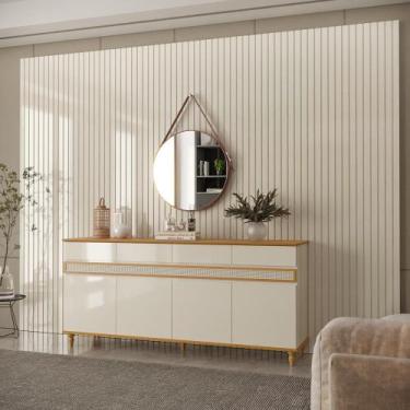 Imagem de Painel Ripado 318cm com Buffet 4 Portas 4 Gavetas 184cm - Via Nossa, O