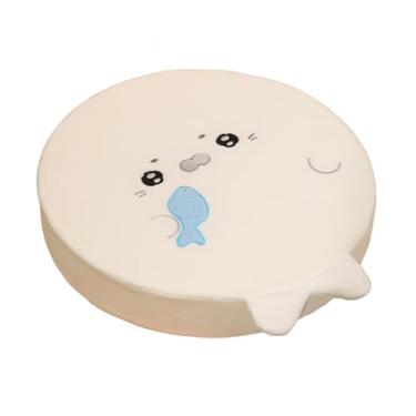 Imagem de Fenteer Almofada de assento em espuma viscoelástica para cadeira de escritório, almofada para bumbum, pufe de chão, redonda fofa para cadeira, ideal para, Peixe Branco Come
