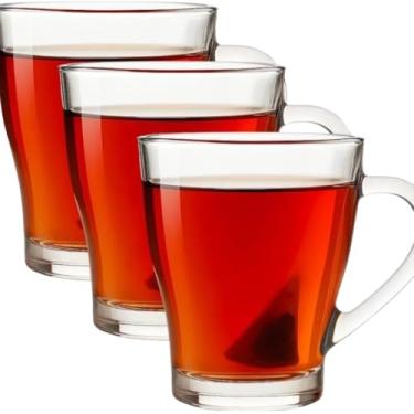 Imagem de Conjunto 3 Canecas de Vidro, 265ml, Transparente, 10cm Altura x 9cm Diâmetro, com Alça, para Café, Chá, Bebidas Quentes e Geladas