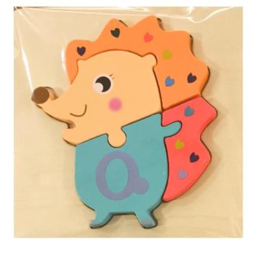 Imagem de Quebra-Cabeça 3D em Madeira para Bebês 1+ – Encaixe de Formas e Cores – Estimula Coordenação Motora, Lógica, Brinquedo Educativo (Animal - 1 kit aleatório)