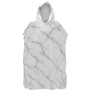 Imagem de Joisal Poncho de surfe com textura de mármore branco para adultos, roupão com capuz, toalha de praia, impressão, ponchos de praia absorventes para homens