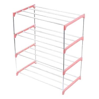 Imagem de MotiveTech Sapateira, Prateleira Premium para Sapatos, Organizador Prático e Compacto com Múltiplas Camadas para de Entrada, Quarto e Sala de Estar, Rosa de 4 Camadas, 43cm X 26cm X 55cm