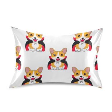 Imagem de Fronha King Queen Padrão Cachorros Fofos Brancos Desenhos Animados Cetim Estampa Floral Refrescante para Cama de Casa Sofá King Size 101,6 cm x 50,8 cm