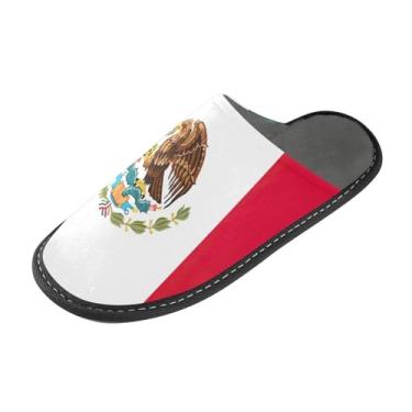 Imagem de Pantufas femininas Fuzzy House fofas antiderrapantes espuma viscoelástica bandeira do México tamanho 4-5, Bandeira do México 1, 4-5 Wide