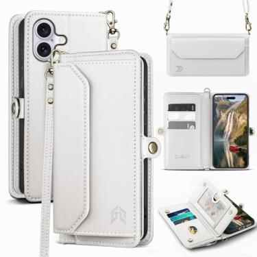 Imagem de DJBull Capa carteira para iPhone 17 de 6,3 polegadas com suporte para cartão, alças de ombro e pulseira, couro PU macio, encaixe magnético, capa de telefone flip para mulheres e homens para Apple 17