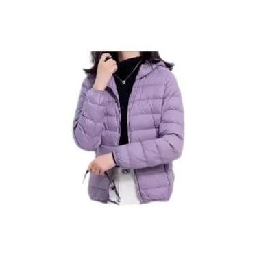 Imagem de Jaqueta Puffer Feminina Com Capuz De Pluma De Pato Branca Ultra Leve E