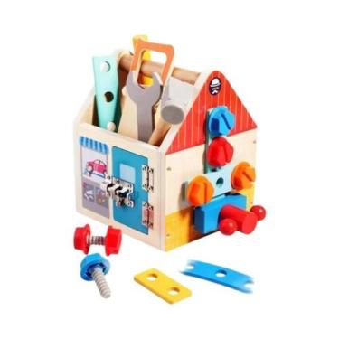 Imagem de Conjunto De Caixa De Ferramentas De Madeira Para Crianças, Brinquedos 
