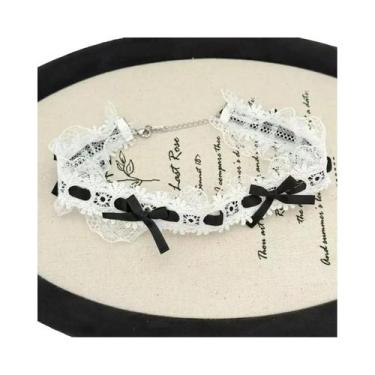 Imagem de Colar Choker Lolita De Renda E Malha Com Laço Para Mulheres, Alta Qual