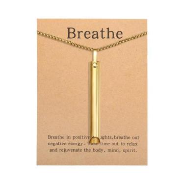 Imagem de Colar De Respiração Mindfulness Em Aço Inoxidável, Pingente Para Alívi