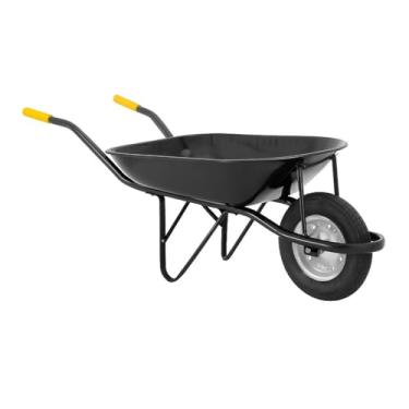 Imagem de Carrinho com rodas com pneus e câmaras de ar – capacidade de carga 100 kg, tambor circular, adequado para construção, engenharia e transporte de mercadorias pesadas (Preto (Reforçado))