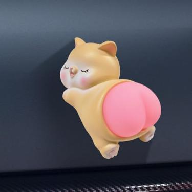 Imagem de Tuxihapp Decoração de painel de carro com bumbum de gatinho fofo - Estatueta engraçada de gato acessórios para espelho retrovisor de carro - Mini console central de veículo de resina e ornamento de