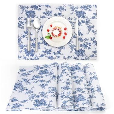 Imagem de Jogo americano de pano, jogo americano de linho, 33 x 48 cm, lavável na máquina, tapetes retangulares para mesa de jantar, decoração de mesa de cozinha de casamento e férias